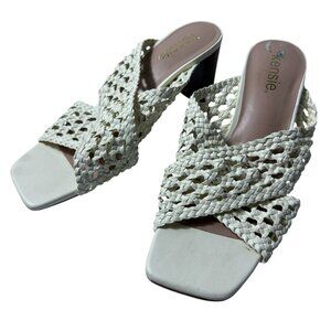 Kensie “Khadija” Woven Slide Heels - White - Size 7.5M